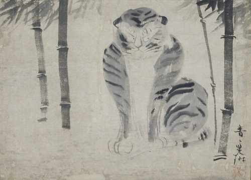 Tiger in Bamboo — sumi ink on washi