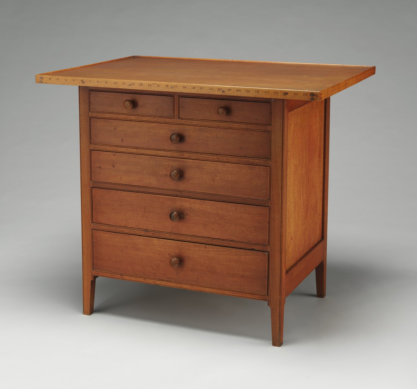 Sewing table with drawers in cherry and butternut